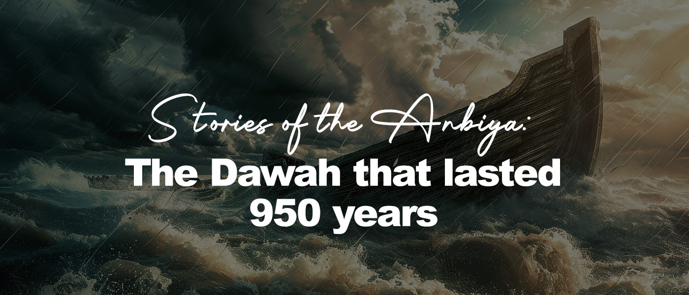 A massive wooden ark rises above violent, storm-tossed waves as rain slants across the sky. Dark, churning water crashes against the sides of the vessel, while dramatic clouds split to reveal rays of golden light breaking through the storm.